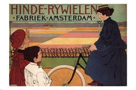 hinde-rywielen Bicycles VINTAGE BIKE POSTER j caspel netherlands 1896 24X36