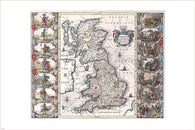 antique MAP OF THE BRITISH ISLES POSTER john speed HISTORIC COLLECTORS 24X36