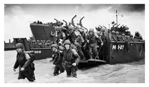 WW2 MARINES beach landing poster 24X36 b/w photo historic COLLECTORS IMAGE
