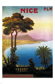 NICE FRANCE vintage travel poster P.L.M. BEAUTIFUL INLET prized rare 24X36