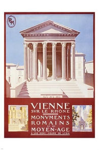 VIENNE FRANCE vintage train travel poster CLASSIC ARCHITECTURE prized 24X36