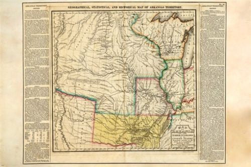MAP OF ARKANSAS TERRITORY geographic historic includes NEWS ARTICLE 24X36