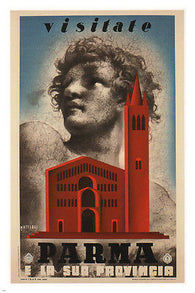 Visit Parma VINTAGE TRAVEL POSTER BY  Carlo Mattioli Italy 1937 24X36 RARE