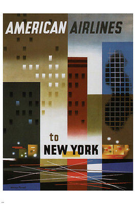 American Air Lines to New York Poster WEIMER PURSELL US 1956 COOL ART 24X36