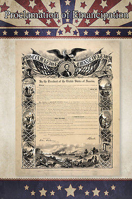 HISTORIC PROCLAMATION OF EMANCIPATION DOCUMENT poster lincoln signed 24X36
