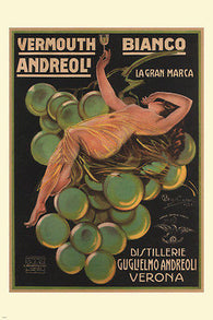 Vermouth Bianco Andreoli VINTAGE AD POSTER A Bresciani Italy 24X36 Prized
