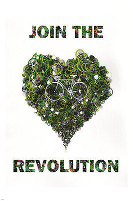 JOIN THE BICYCLE REVOLUTION poster 24X36 SAVE FOSSIL FUEL no pollution RARE
