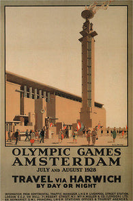 OLYMPIC GAMES AMSTERDAM vintage poster A. Van Anrooy UK 1928 24X36 RARE NEW
