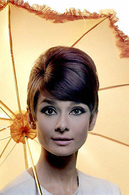 AUDREY HEPBURN FRESH head shot with umbrella poster COLLECTIBLE rare 24X36