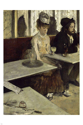 EDGAR DEGAS In a Café FINE ART POSTER reproduction 24X36 Impressionist