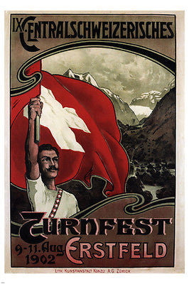 Centralschweizerisches Turnfest VINTAGE AD  POSTER 1902  Switzerland 24X36