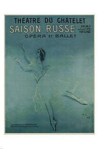 poster FOR BALLERINA ANNA PAVLOVA'S TOUR OF FRANCE Serov Russia 1909 24X36