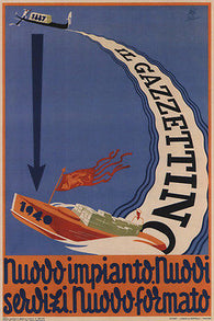 IL GAZZETTINO VINTAGE AD POSTER ITALY 1940 24X36 COLLECTOR'S UNIQUE PRIZED