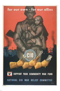 CIO community war fund VINTAGE WAR POSTER UNITED STATES 24X36 highly prized