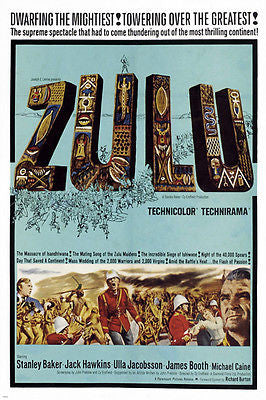 ZULU movie poster MICHAEL CAINE STANLEY BAKER JAMES BOOTH african tale 24X36
