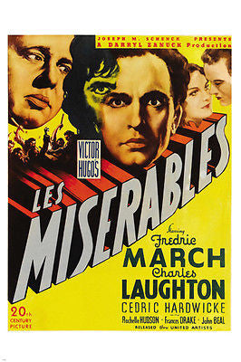 1935 ZANUCK'S LES MISERABLES movie poster fredric MARCH FRENCH history 24x36