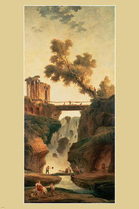 HUBERT ROBERT landscape with a waterfall FINE ART PAINTING POSTER 24X36