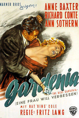 FILM NOIR movie poster THE BLUE GARDENIA classy BAXTER & CONTE 24X36-PW0