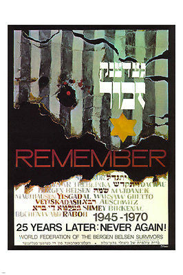 remember the JEWISH HOLOCAUST poster- S. Hamir USA 1970 24X36 Star of David