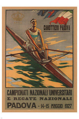 College National Championships & National Races Poster Italy 1927 24X36 New