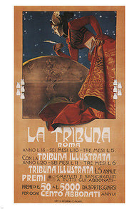 LA TRIBUNA ROME vintage ad poster LEOPOLDO METLICOVITZ italy 1913 24X36 rare