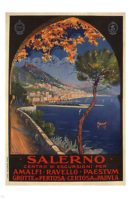 Salerno VINTAGE TRAVEL POSTER Vincenzo Alicandri Italy 1926 24X36 STUNNING!