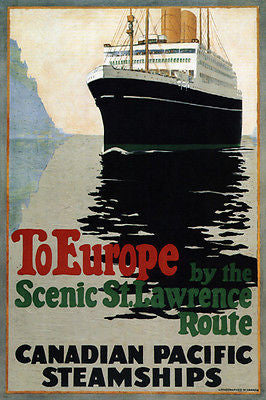 CRUISE TO EUROPE vintage travel poster CANADA 1925 24X36 new hot rare