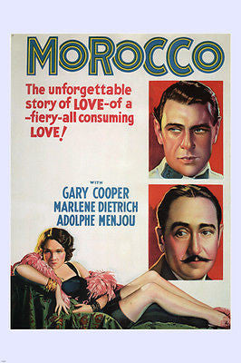 MOROCCO movie poster 1930 gary COOPER marlene DIETRICH FIERY love story 24X36