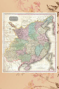 1818 PINKERTON MAP OF CHINA WITH TAIWAN poster colorful historic 24X36