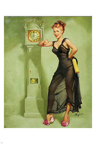 vintage 1949 BUSTY PIN-UP GIRL flimsy negligee POSTER 24X36 rolling pin HOT