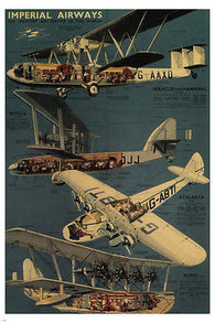 Imperial Airways VINTAGE TRAVEL POSTER United Kingdom 1937 24X36 HOT rare