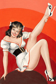 VINTAGE PIN-UP GIRL HOLDING UP LEG POSTER sexy flirty youthful 24X36 
