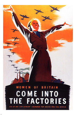 WOMEN of britain come INTO THE FACTORIES vintage poster P. ZEK UK 1914 24X36