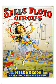 SELLS FLOTO vintage circus ad poster 24X36 GREAT FOR HOME DECOR!