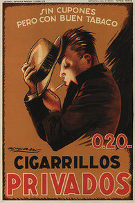 PRIVADOS cigarettes VINTAGE ad poster achille MAUZAN argentina 1929 24X36 new