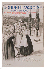 JOURNEE VAROISE vintage war poster 1917 WOMAN and SOLDIER french 24X36 new