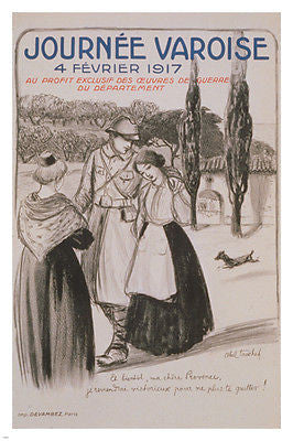 JOURNEE VAROISE vintage war poster 1917 WOMAN and SOLDIER french 24X36 new