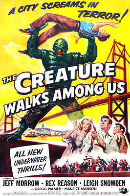 the CREATURE WALKS AMONG US movie poster TERROR underwater THRILLS 24X36