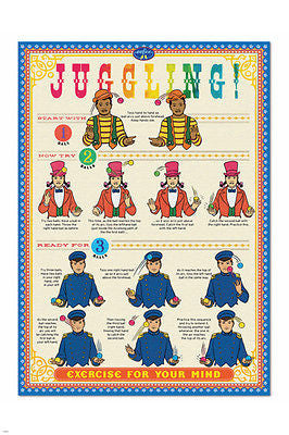 JUGGLING how to instruction poster 24X36 EDUCATIONAL coordination SPORT