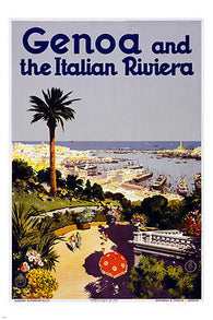 ABRUZZO GENOA vintage travel poster 1920 24X36 COLORFUL COAST BOATS prized