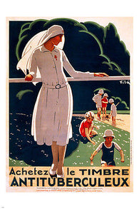 1917 decorative french VINTAGE PUBLIC HEALTH POSTER 24X36 collectors RARE!