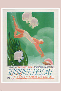 Summer Resort VINTAGE TRAVEL POSTER William Welsh US 1935 24X36 rare classy