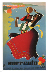 SORRENTO vintage travel poster Mario Puppo ITALY 1955 24X36 rare STUNNING!