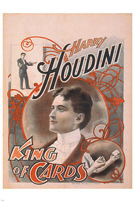 HARRY HOUDINI KING OF CARDS vintage magic illusion poster1895 24x36 HOT NEW