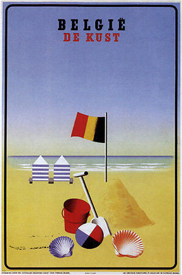 belgië de kust vintage ad poster LEO MARFURT belgium 1938 24X36 NEW  rare hot