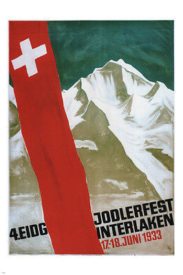 Eidg Jodlerfest Interlaken POSTER Alex Diggelmann Switzerland 1933 24X36