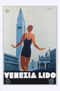 VENEZIA LIDO vintage travel poster MARCELO DUDOVICH italy 24X36 exquisite