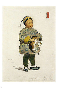 HELEN HYDE the cat & the cherub VINTAGE FINE ARTS poster 1897 24X36 CHINESE