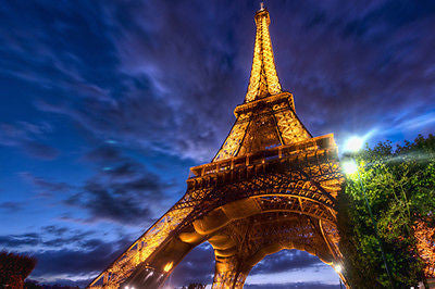 EIFFEL TOWER ENHANCED COLORS angle poster ARTISTIC dreamy sky unique 24x36