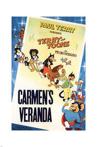 CARMEN'S VERANDA Paul Terry Cartoon MOVIE POSTER Mannie Davis 1944 24X36